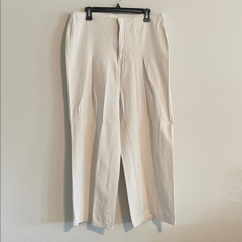 Cider Women Cream Wide Leg Pleated Pants XL Contemporary Coastal Bohemian Preppy